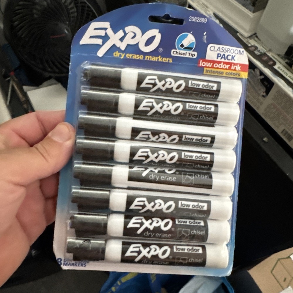 EXPO 2082889 Low Odor ink‎ , Dry Erase Marker Fine Point Black 8 Pcs New Sealed
